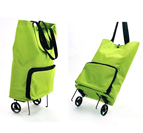 JU FU Sackkarre Einkaufswagen-Schlepper-Paket-tragbarer zusammenklappbarer Einkaufswagen-Einkaufsreise-Beutel-Grün… – Bild 6