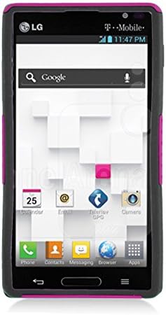Eagle Cell PHLGP769NTBKHPK Progressive Hybrid Protective Gummy TPU Mesh Defense Case for LG Optimus L9/Optimus 4G P769 - Retail Packaging - Black/Hot Pink