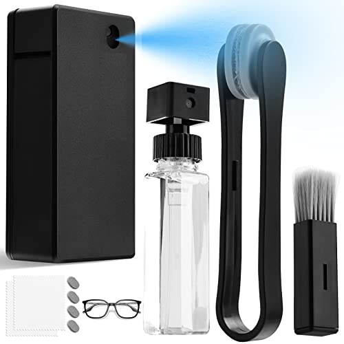 Kit de Nettoyant Lunettes de Vue avec Spray Anti Buee Nettoyage Professionnel Chiffon Microfibre Mini Brosse Douce Efficace Durable Accessoires Lunette de Soleil Cover