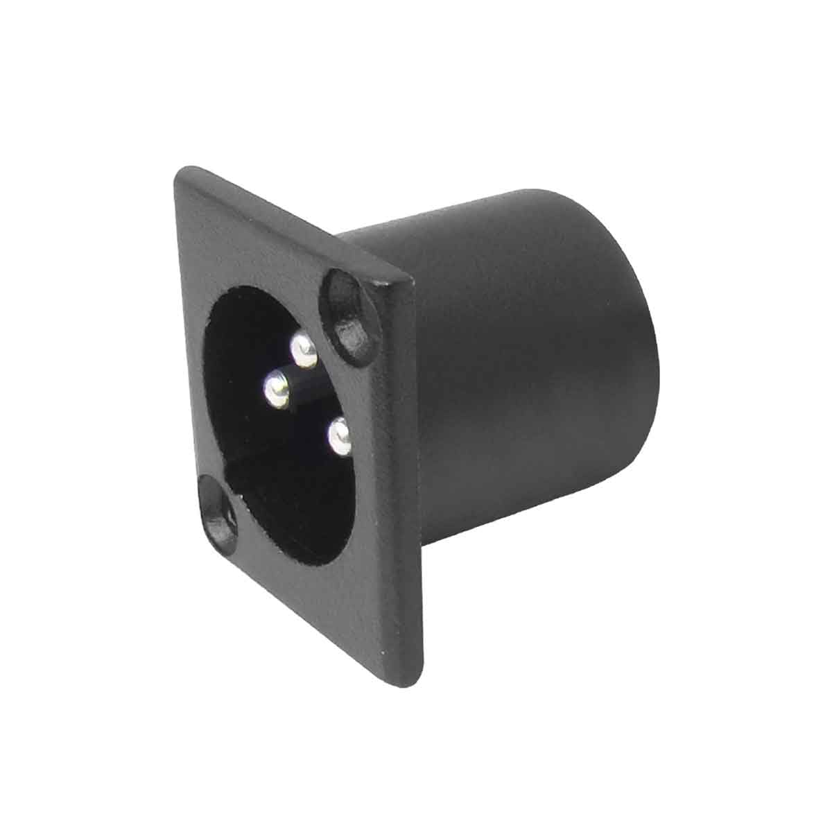 mx 3‑pin male xlr panel‑mount mic connector (black coated, pack of 5) – durable solder-terminal chassis plug for pro audio/stage equipment