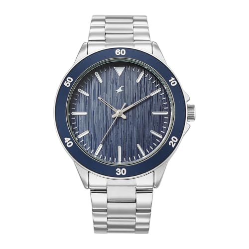 Image of Fastrack Stunners X Quartz Analog with Blue Dial Steel Stainless Steel Strap Watch for Men - 38160KM03