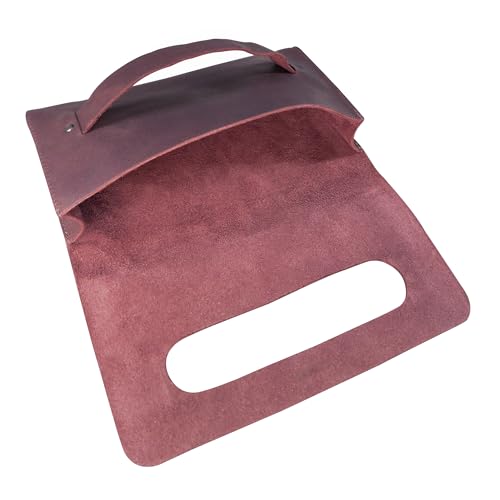 Hide & Drink, Rectangular Clutch Bag With Handle, Wallet for Cards, Money, Stylish Handbag, Full Grain Leather, Handmade, Sangria