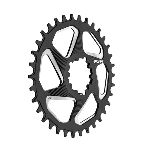 Funn Solo DX Narrow Wide Chainring for 9 10 11 12 Speed Chain Fits SRAM Direct Mount Interface Crankset 6mm Offset Single Speed Bike Chain Ring for MTB BMX Bike and Road Bike (34T Black)