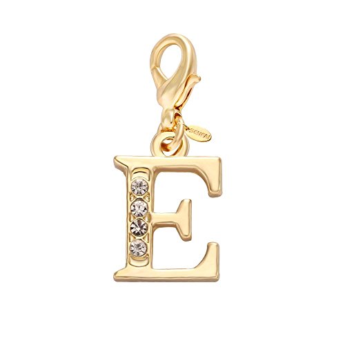 SENFAI 26 Alphabet English Letters Crystal First Initial Name Charms for Bracelet,Necklace,Zipper Puller (E1)