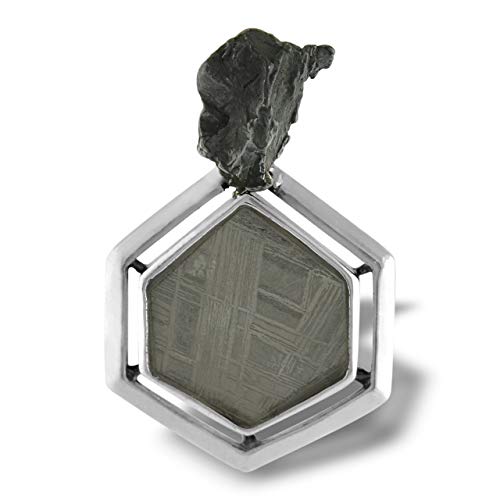 Starborn Creations Sterling Silver Muonionalusta Meteorite And Sikhote Alin Meteorite Nugget Pendant #TOP18