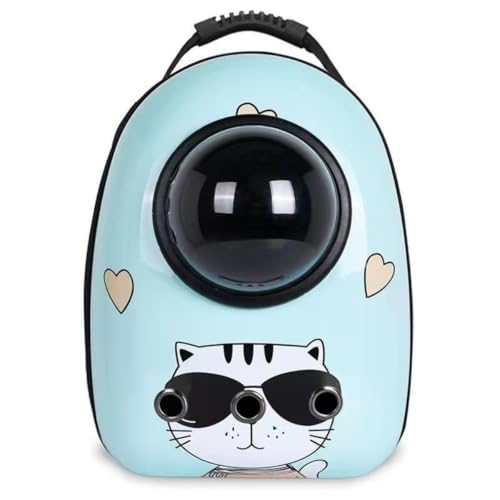 zfadgru 猫 キャリーバッグ 小型犬 ペットリュック ドーム型 宇宙船デザイン 持ち運び便利 旅行にお出かけに最適 ペットバックパック ポータブルキャプセル (ペンギン アカチャン) (ブルー)