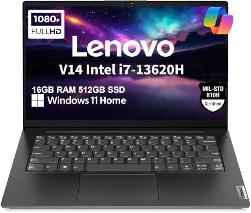 Image of Lenovo V14 Gen 4 Business Laptop (14 inch FHD Anti-Glare, Intel 10-Core i7-13620H, 16GB RAM, 512GB SSD), Webcam with Privacy Shutter, Ethernet, Wi-Fi 6, HDMI, Win 11 Home (Renewed)