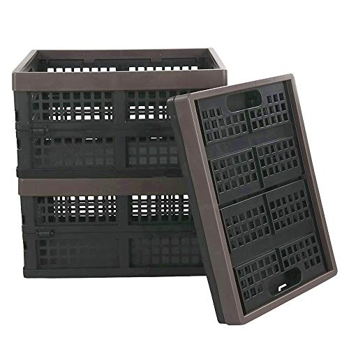 Kekow 15-QT Black Plastic Collapsible Storage Basket/Container, Folding Crates Storage, Set of 3