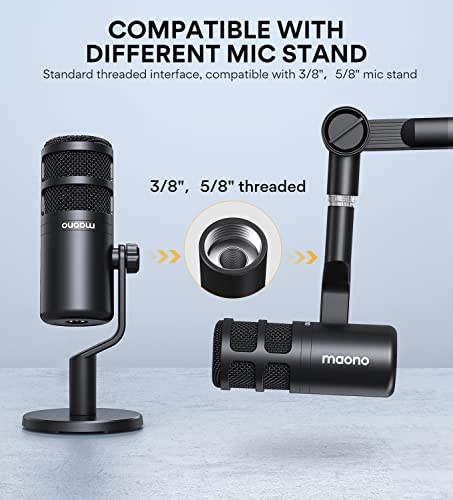 Image of MAONO XLR Podcast Microphone Cardioid: Dynamic Mic for Vocal Recording, Streaming, Voice-Over, Voice Isolation Technology, Metal Mic, Works for Audio Interface, Mixer, Sound Card (PD100-XLR)