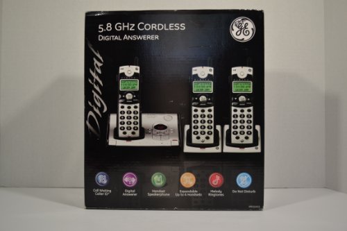 GE Cordless 5.8 GHz Digital 28031EE3 Phone with 3 Handsets, Caller ID and Digital Answering System