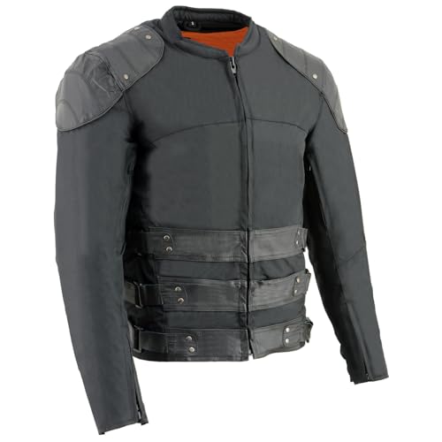 Milwaukee Leather MPM1755 Men's 'Assault Style' Black Leather and Textile M/C Jacket - 3X-Large