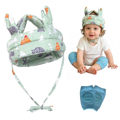 Protections de tête pour bébé de 6 à 36 mois casque réglable amortissant vert