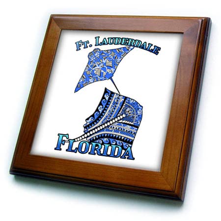 3dRose Tribal stingray for your vacation to Ft. Lauderdale Florida. - Framed Tiles (ft_359343_1)