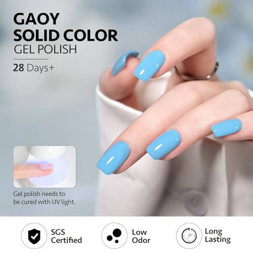image for GAOY Blue Gel Nail Polish, 16ml Soak Off Gel Polish, UV Light Cure for