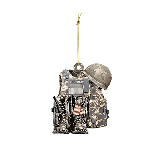 Moioee Car Rear View Mirror Hanging Ornament, Personalized Army Backpack Boost Decor, Military American Soldier Christmas Ornament Gift, Car Interior Rearview Pendant Accessories (Style E) #TOP5