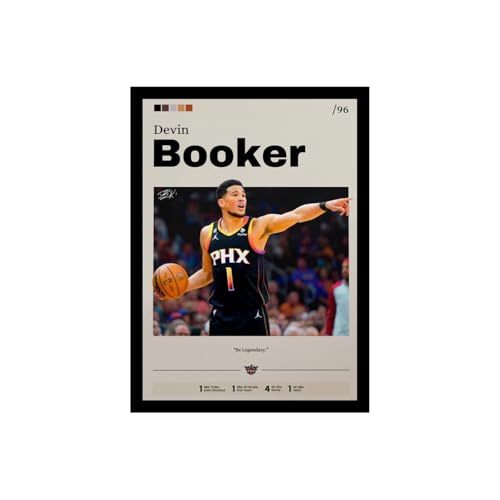 Image of BLINKART Devin Booker | Nba Basketball Player | Synthetic Wood Photo Framed Wall Hanging Poster Room & Office Bedroom Living Boys And Girl Room Home Wall Hanging | 12x18 Inches