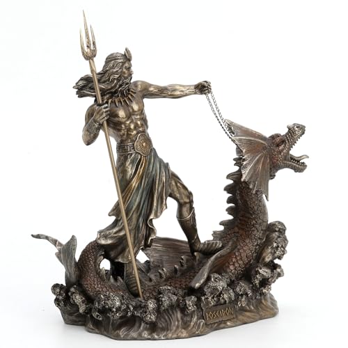 Figura de Poseidón 9 1/4 in Resina con Acabado Bronce miniatura 3