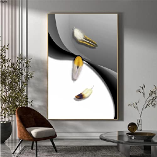 Impression sur toile plume d'or 35x50 cm, affiche abstraite moderne sans cadre pour chambre