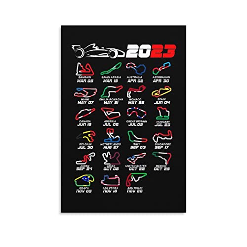 2023 F1 Calendar Drivers Track Map Track Calendar Canvas Art Poster Posters For Room Aesthetic Living Room Decor Poster 16X24Inchs(40X60Cm) #TOP20