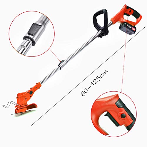 Cordless String Trimmer,36V Electric Garden Grass String Trimmer/Edger,2 Battery & 1 Charger Included,Suitable for Lawn Garden Pruning Multi-Angle Adjustment Cutting (Orange) - Thumbnail 7