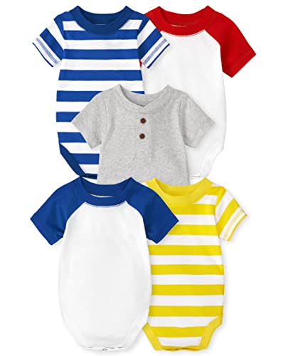 Image of The Children's Place Baby Boys' And Newborn Short Sleeve Bodysuits, Multipacks