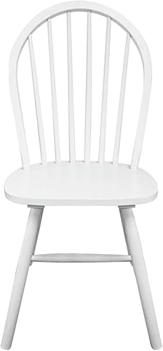 Miniatura 4 de 4-Piece White Solid Rubber Wood Dining Chairs Set with Rounded Backrests, Farmhouse Kitchen Chairs for Dining Room Living Room Comedor Furniture