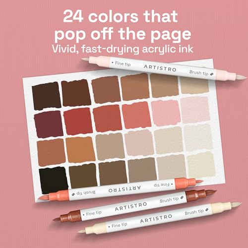 Image of ARTISTRO 24 Skin Tones Acrylic Paint Markers - Paint Pens for Drawing - For Fabric, Rock, Glass, Wood, Molds - Arts & Crafts Gift for Adults, Teens, Kids, Classroom Must Haves & School Supplies