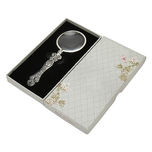 Ejoyous Retro Magnifier Glass, Retro 3X Magnifying Glass, Pocket Metal Magnifying Glass, Reading Magnifier, Metal Handle, High Magnification for Elderly, Children