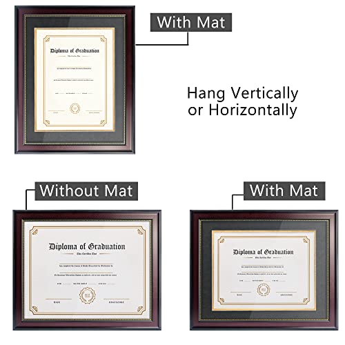 Graduatepro 8.5X11 Diploma Frame With Black Over Gold Mat Or Display 11X14 Document Without Mat, Cpa License Frame, Uv Protection Acrylic, Mahogany With Gold Beads, Pack Of 3 #TOP6