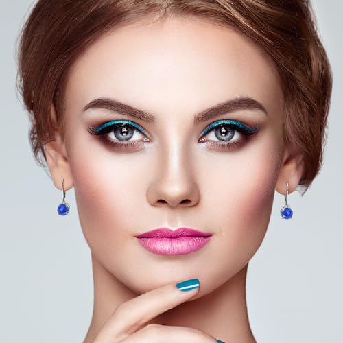 8MM Round Crystal Leverback Earrings, Vintage Style Birthstone Jewelry for Women, Sapphire, Garnet, Emerald Fashion Drop Dangle Earrings3