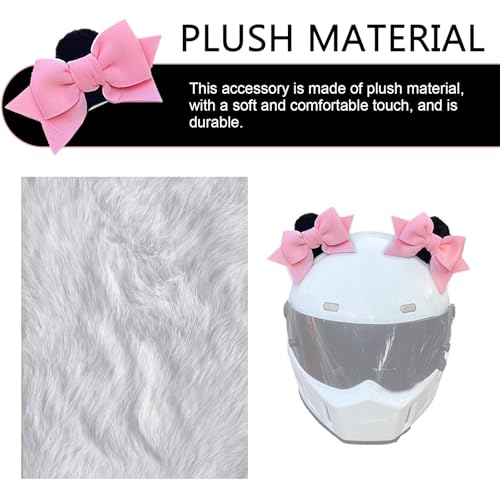 image for SLIMI 2 PCS Bow Helmet Decoration, Cute Plush Cat Ears Bow Helmet Deco