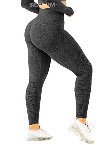 Women High Waisted Leggings Seamless Workout Yoga Pants Butt Lift Tummy Control S - Thumbnail 2