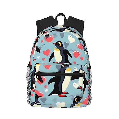 Sac à dos polyvalent noir I Love Penguins de taille unique pour sport et voyage