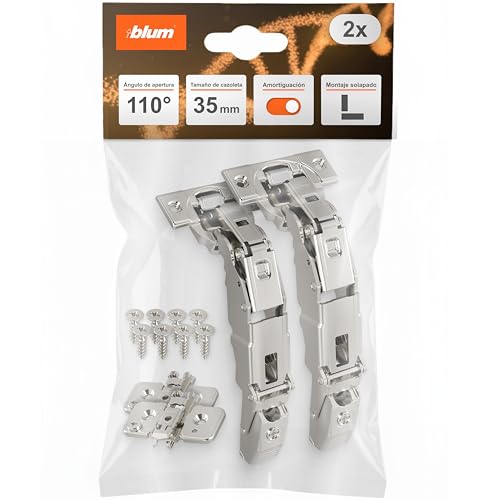 blum bisagra gran ángulo CLIP top BLUMOTION 155° I bisagra cazoleta 35 mm I Soft-close abatible I montaje angular 0 superposición para cajones extraíbles I cazoleta 35 mm niquelada I set herraje