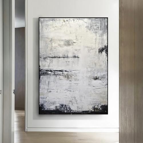 Peinture à l'huile abstraite pour habiller un grand mur vide avec un cadre noir chic