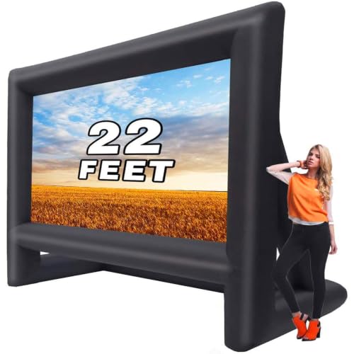 Image of GYUEM 22 feet Projector Screen - Inflatable Outdoor and Indoor Theater Movie Screens - Includes Rope, Blower,Tent Stakes - Great for Outdoor Party Backyard Pool Fun