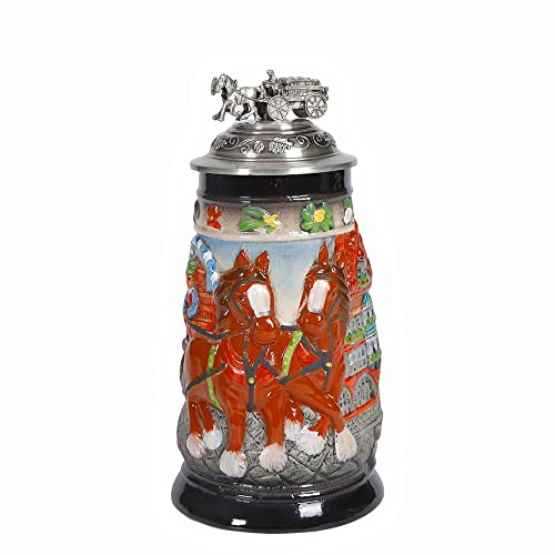 0.85L Beer Stein With Matel Pewter Lid Stanley Steel Germany Oktoberfest Tankard Eagle Bierkrug Drinking Glass Horn Coffee Mug Stine Christmas Ornaments Cup Broeder Horse Portawrap Thermos #TOP5