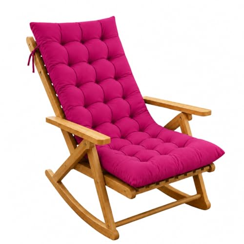 Image of Rocking Chair Cushion Set 18 x 50 Inch Thick Tufted Chair Cushion with Backrest and Seat Pad Soft Premium Fabric Polyester Filling Non Slip Indoor Outdoor Rocking Chair Replacement Cushion (Pink)