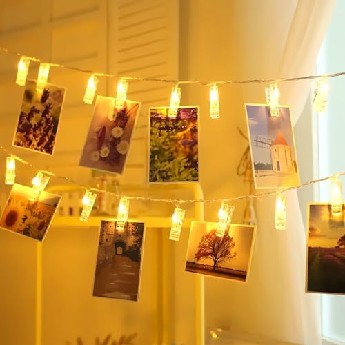 ZAIYW 3M Photo Clip String Lights, 20 LED Photo Peg Fairy Lights ...