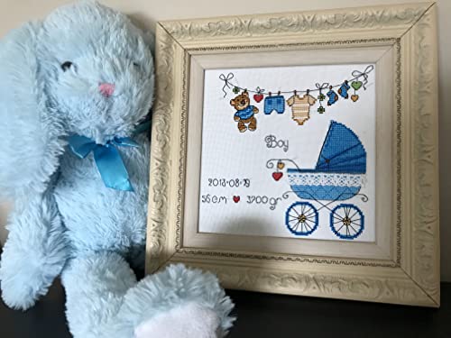 Image of RIOLIS - It's a Boy! 1418, Cross Stitch Kits 7,87 inch x 7,87 inch, Cross Stitch Kits for Beginners & Advanced, Crossstitching Kit Adult, Embroidery Counted Stitching Kit