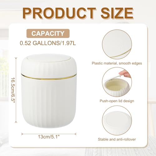 Mini caneca de basura con tapa para escritorio 2.2L blanca miniatura 2