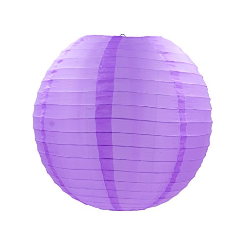 Set 9 Lanterne Cinesi In Tessuto A Sfera Multicolore (Giallo/Blu/Viola) - Decorazione Feste E Matrimoni - Diametri 20-40 Cm