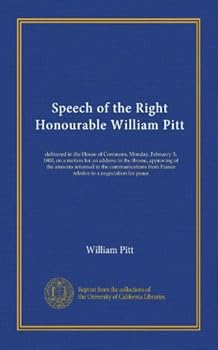 Paperback Speech of the Right Honourable William Pitt Book