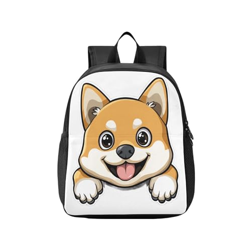 RunningBear Shiba Inu Dog White Kids Backpack for Boys Girls Lightweight School Book Bag for Students Elementary
