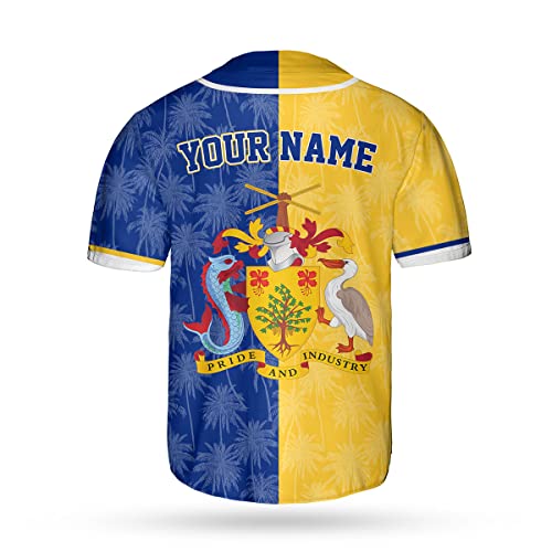Podagree Personalized Barbados Baseball Jersey Shirt, Bajan Flag Jersey, Barbados Jersey for Men and Women Jersey Bajan miniatura 3