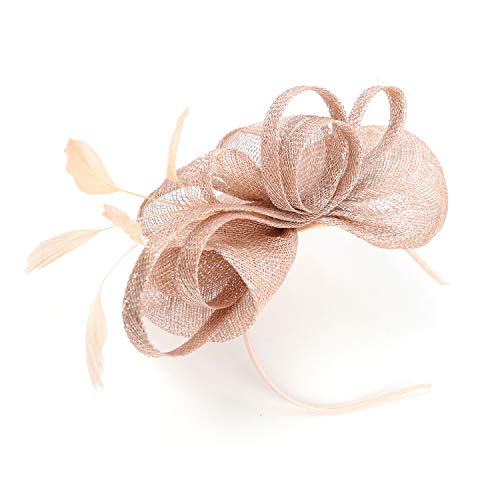 Paotit Sinamay Fascinators For Women Wedding Church Tea Party Hat Flower Kentucky Derby Hat Headband Pink, One Size #TOP4