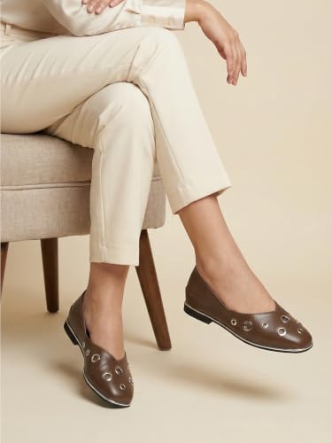 Image of Marc Loire Women's Slip-On Solid Ballerina Flats | Embellished | Round Toe | PU Upper | Comfortable Casual Footwear