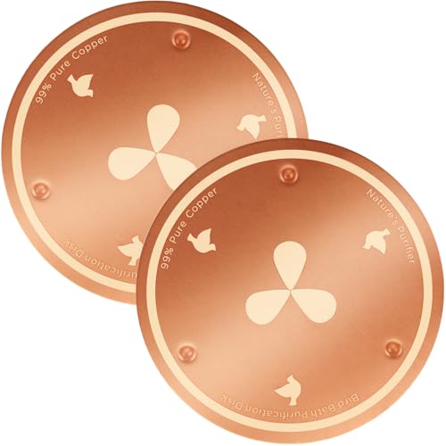 BBRGIRL 2PCS Bird Bath Copper Disk, 99.99% Pure Copper Bird Bath Purification Disk for Physical Clean Water to Reduce Cleaning Frequency, for Outdoor Birdbaths, Bowl and Garden Fountain