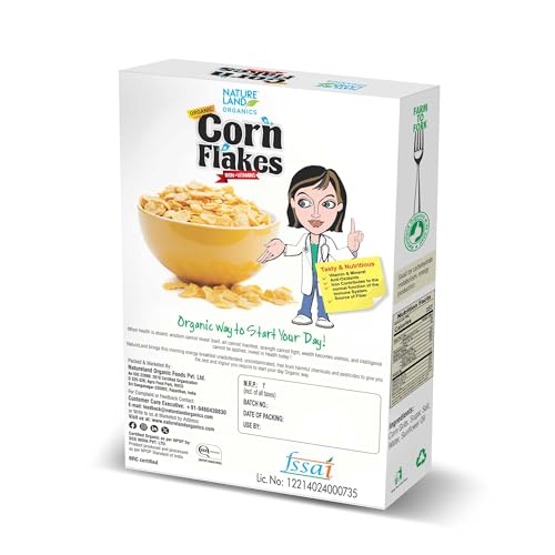 Image of Natureland Organics Corn Flakes 200 Gm - Organic Healthy Flakes (Pack of 3)