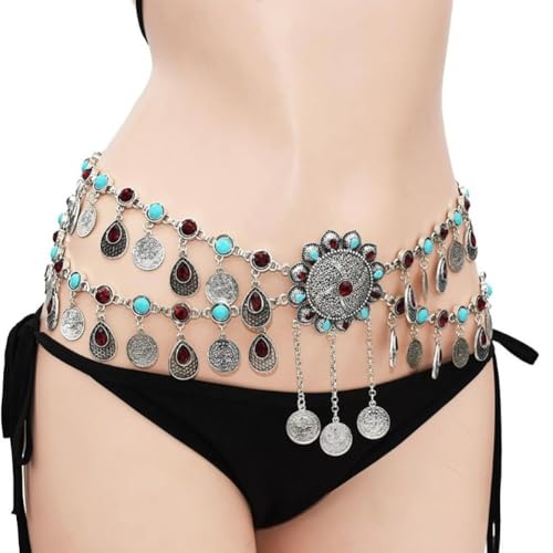 Cadenas para vientre boho y cinturones de joyería corporal plata 5
